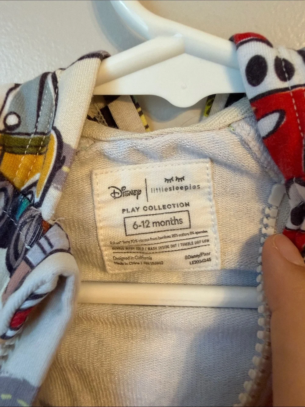 Little Sleepies Disney Pixar Radiator Springs Zip Hoodie Size 6-12 Months